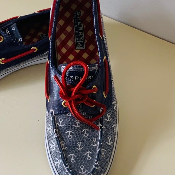 SOLD Sequin Navy and white anchor Sperry’s - Picture 2 of 2